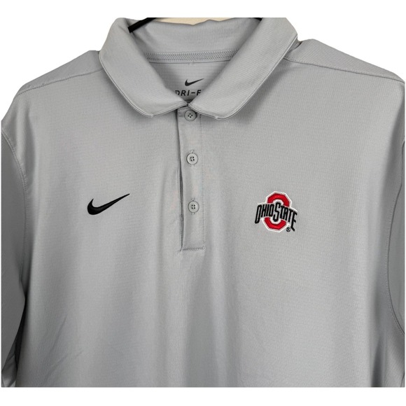 Ohio State Buckeyes Nike Polo Shirt Mens Large Gray Dri Fit Performance NCAA - Picture 1 of 5